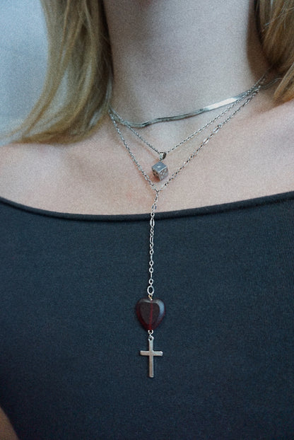 RUBY ROSARY SILVER